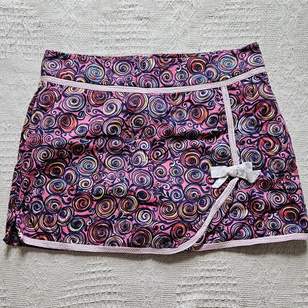 Lilly Pulitzer 100% Cotton Pink Swirly Snail Skort With Bow Womens Size 2